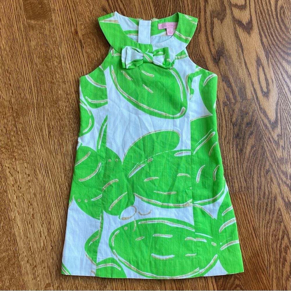 Lilly Pulitzer Green and White Dress with Gold Accents